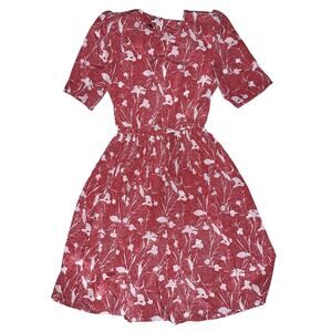 Vintage Luci Pellini Floral Dress w/ Shoulder Pads Small